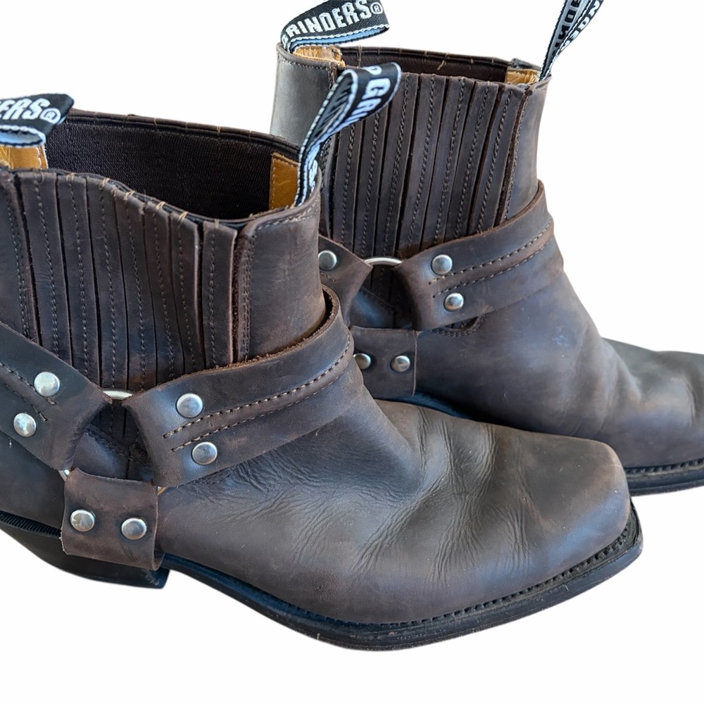 Grinders Harness Lo Brown Leather Biker Western Boots EU 44 US 11